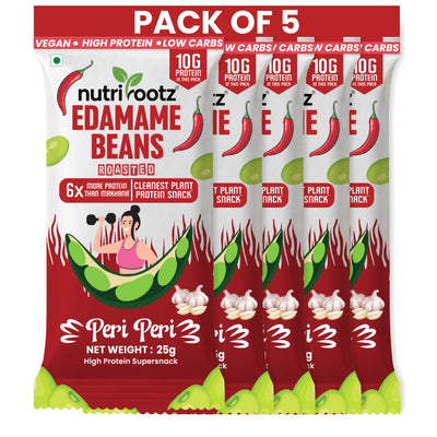 Nutrirootz Roasted Edamame Beans Peri Peri Pack of 5 x 25g