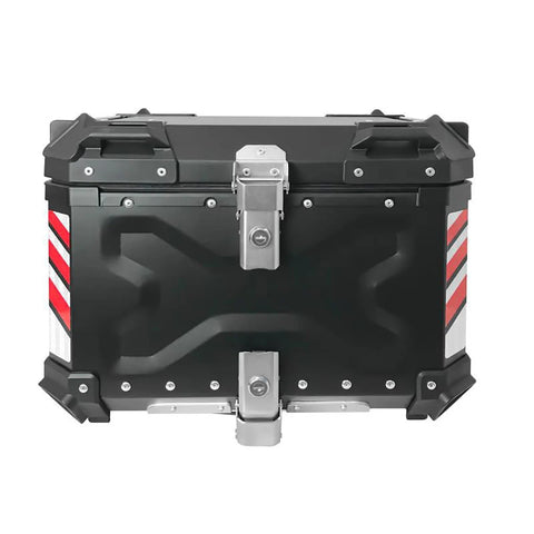 Asiatic 55L Aluminium Top Box Black with Backrest