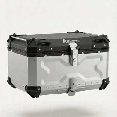 Asiatic 65L Aluminium Top Box Silver with Backrest