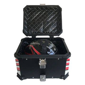 Asiatic Aluminium Top Box 55L with Backrest - Black