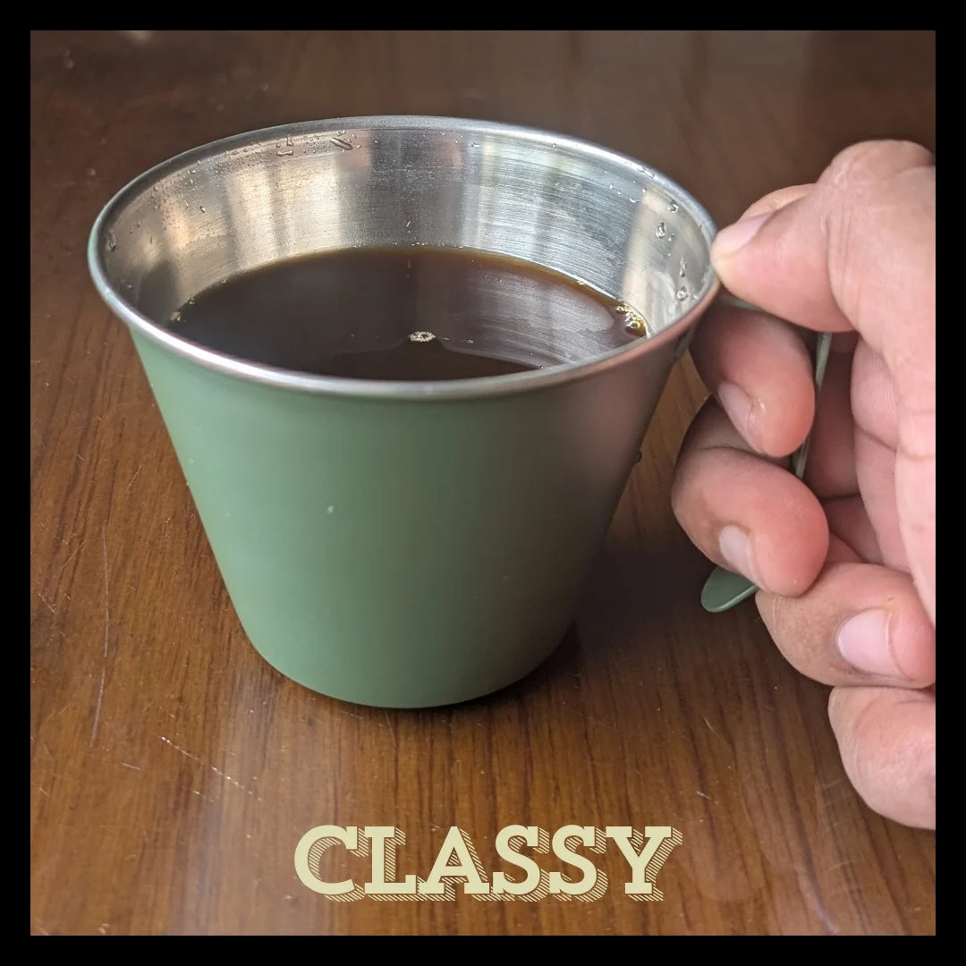 Kwiklander Stackable Camping Cups | Set of 2 | Stainless Steel Military Green | ADV TRIBE