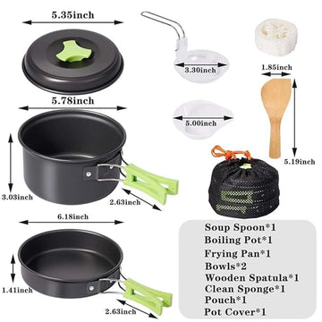 DPCR 10-Piece Nonstick Moto-Camping Cookware Kit