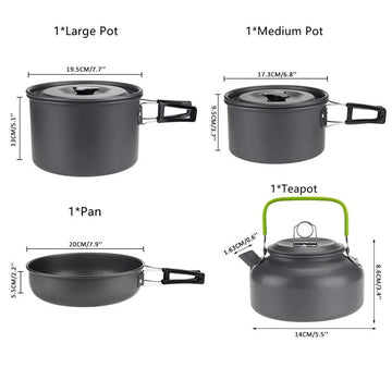 DPCR 15-Piece ADV Cookware Mess Kit w/ Teapot