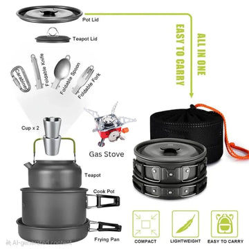 DPCR 10-Piece Moto-Camp Cookware & Gas Stove Kit