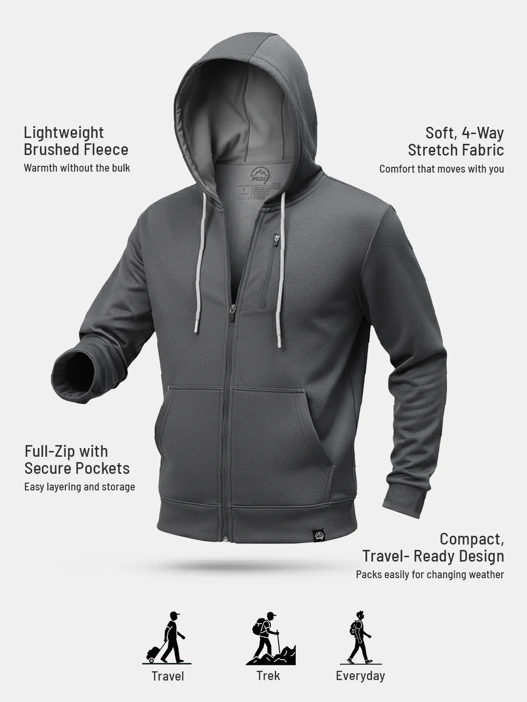Men's Element Hoodie outdoor fleece hoodie, front view