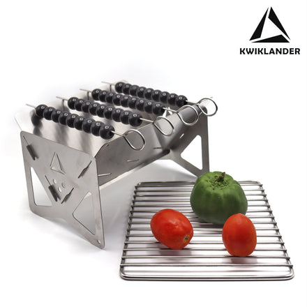 Kwiklander FP020 Flatpack BBQ Grill | Large | 4 Skewers + Tongs | Camp Grill India