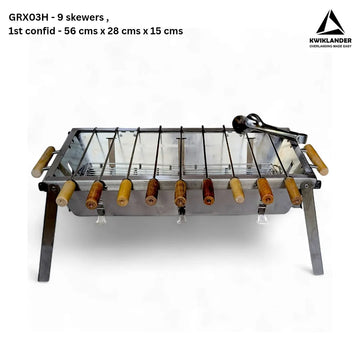 Kwiklander GRX03H BBQ Grill | 9 Skewer 2-in-1 Height Adjustable | Full Size Portable Grill India