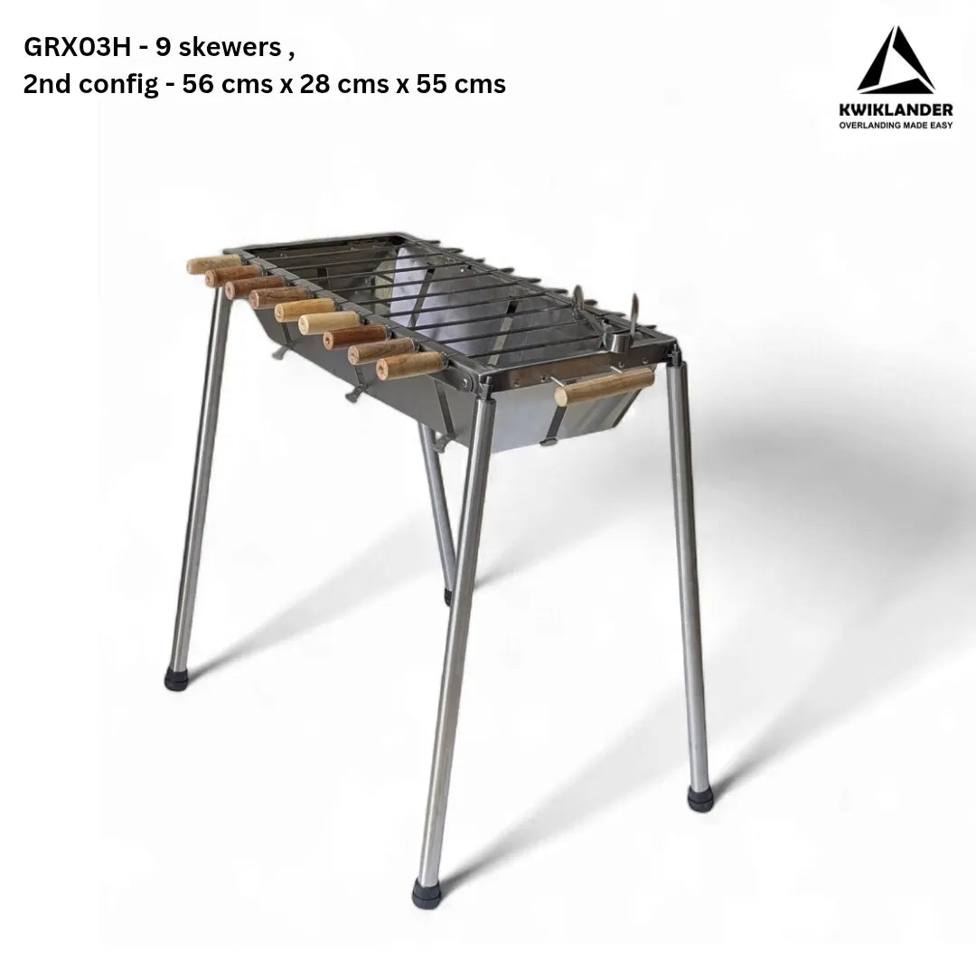 Kwiklander GRX03H BBQ Grill | 9 Skewer 2-in-1 Height Adjustable | Full Size Portable Grill India