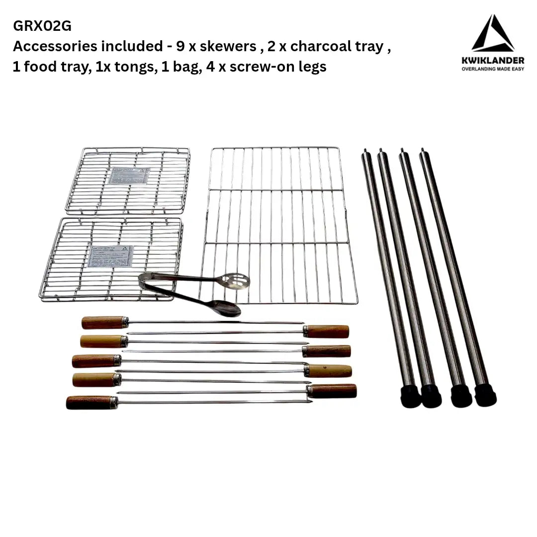Kwiklander GRX03H BBQ Grill | 9 Skewer 2-in-1 Height Adjustable | Full Size Portable Grill India