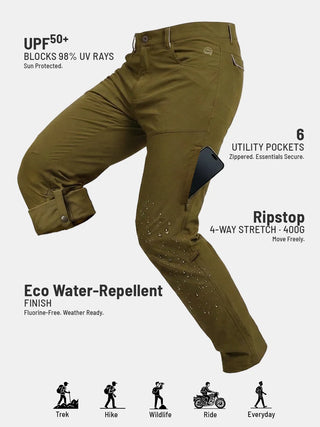 Nomadic Pants ripstop outdoor pants, front view