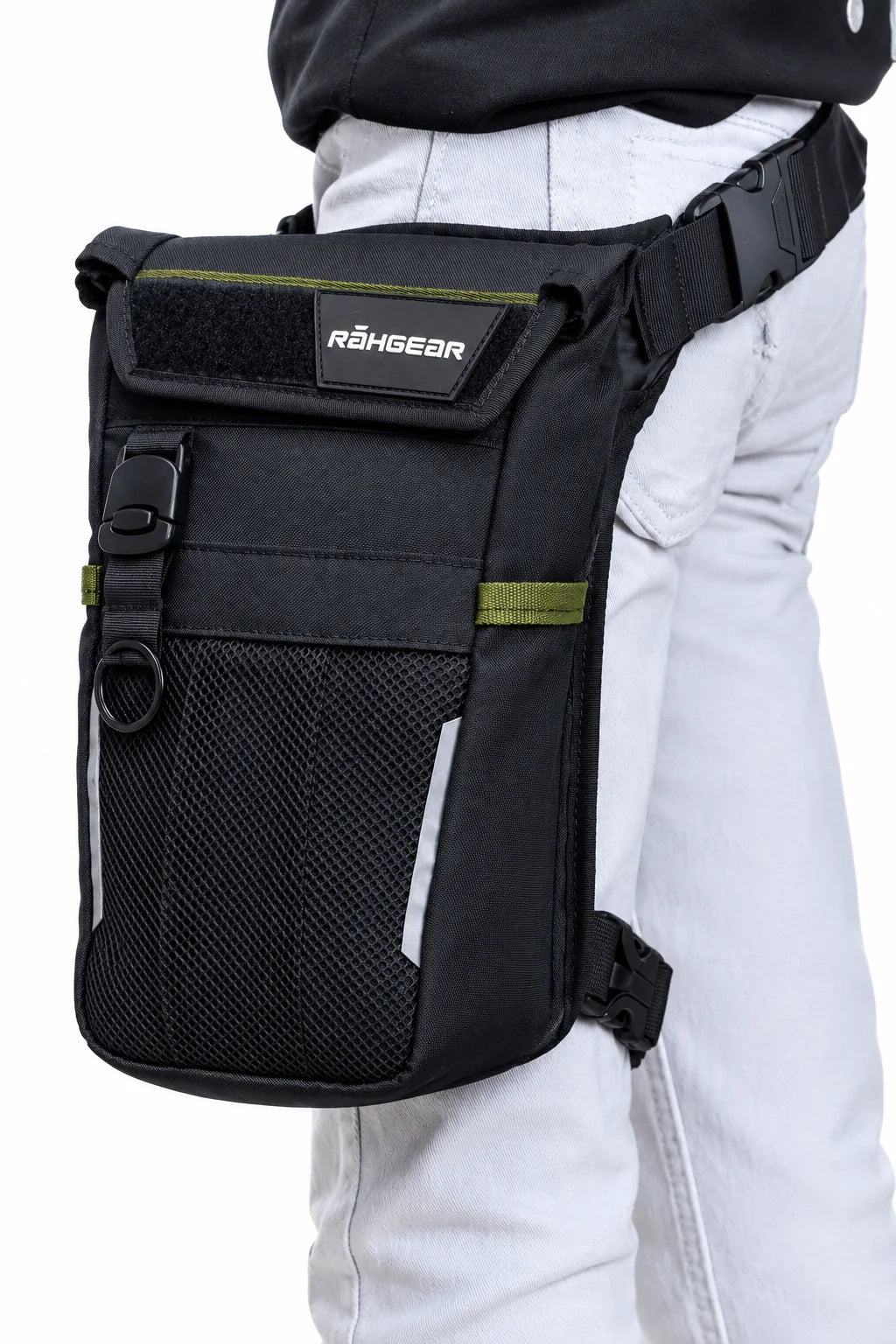 Rahgear Scout Thigh Bag - On-Rider Strap Fitment View