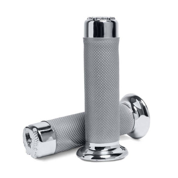 Custom Eagle Universal Motorcycle Handlebar Grips - Silver