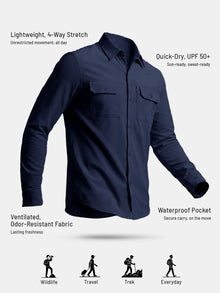 Men's TechFlex Cargo Shirt in Navy, front view