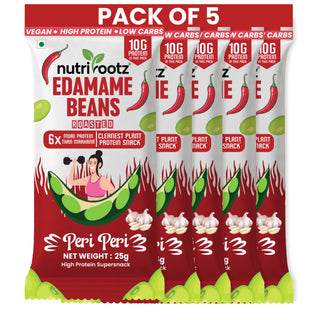 Nutrirootz Roasted Edamame Beans Peri Peri Pack of 5 x 25g