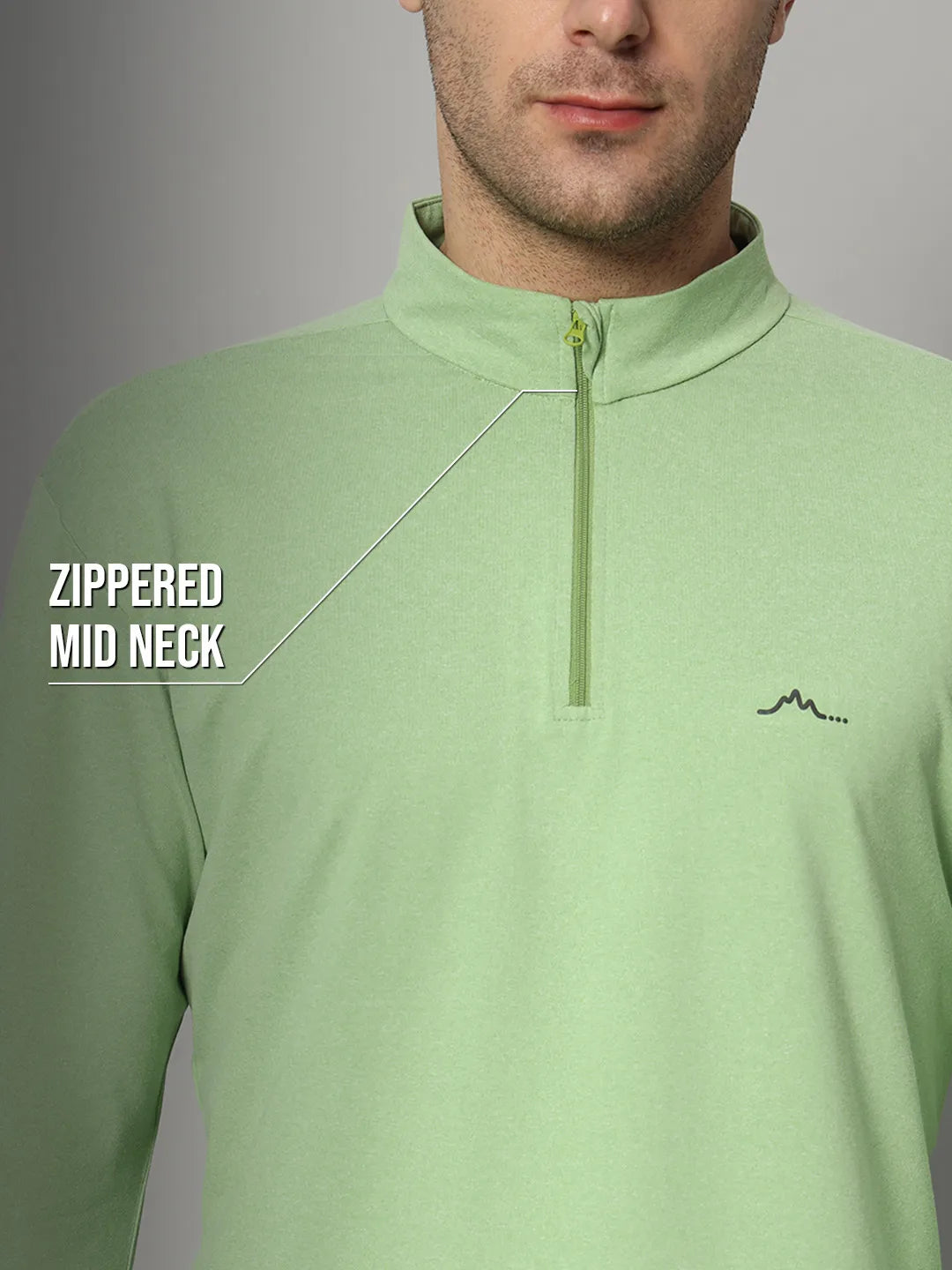 Reccy Mens Qzip Flex Tee - Green Tea