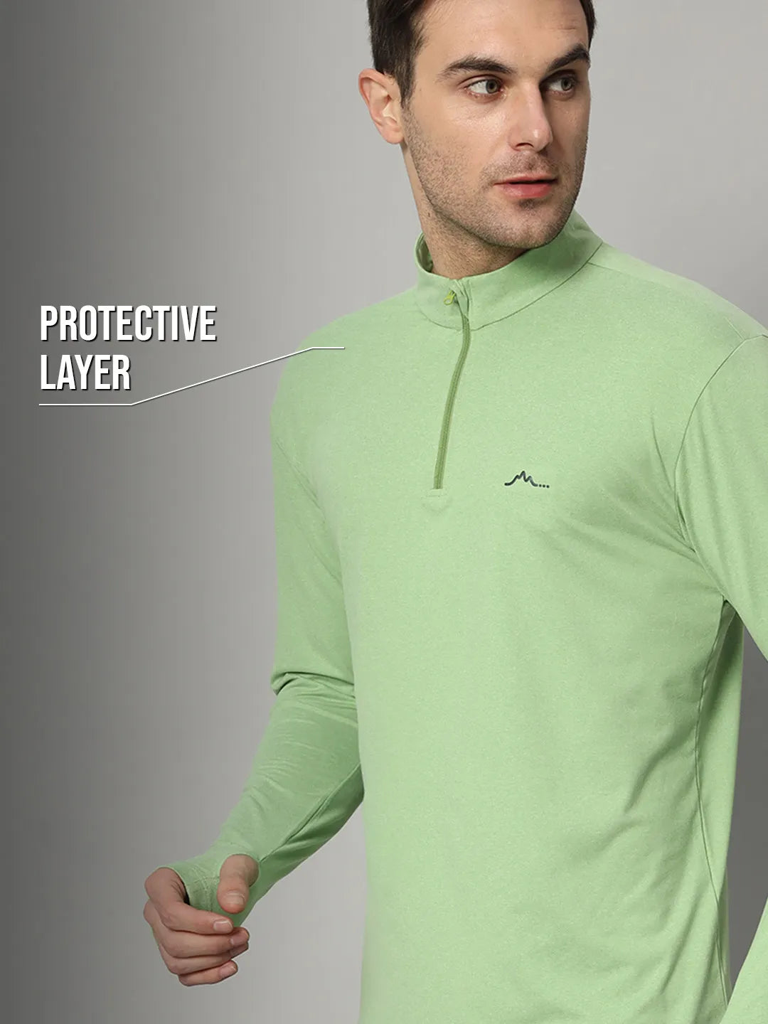 Reccy Mens Qzip Flex Tee - Green Tea
