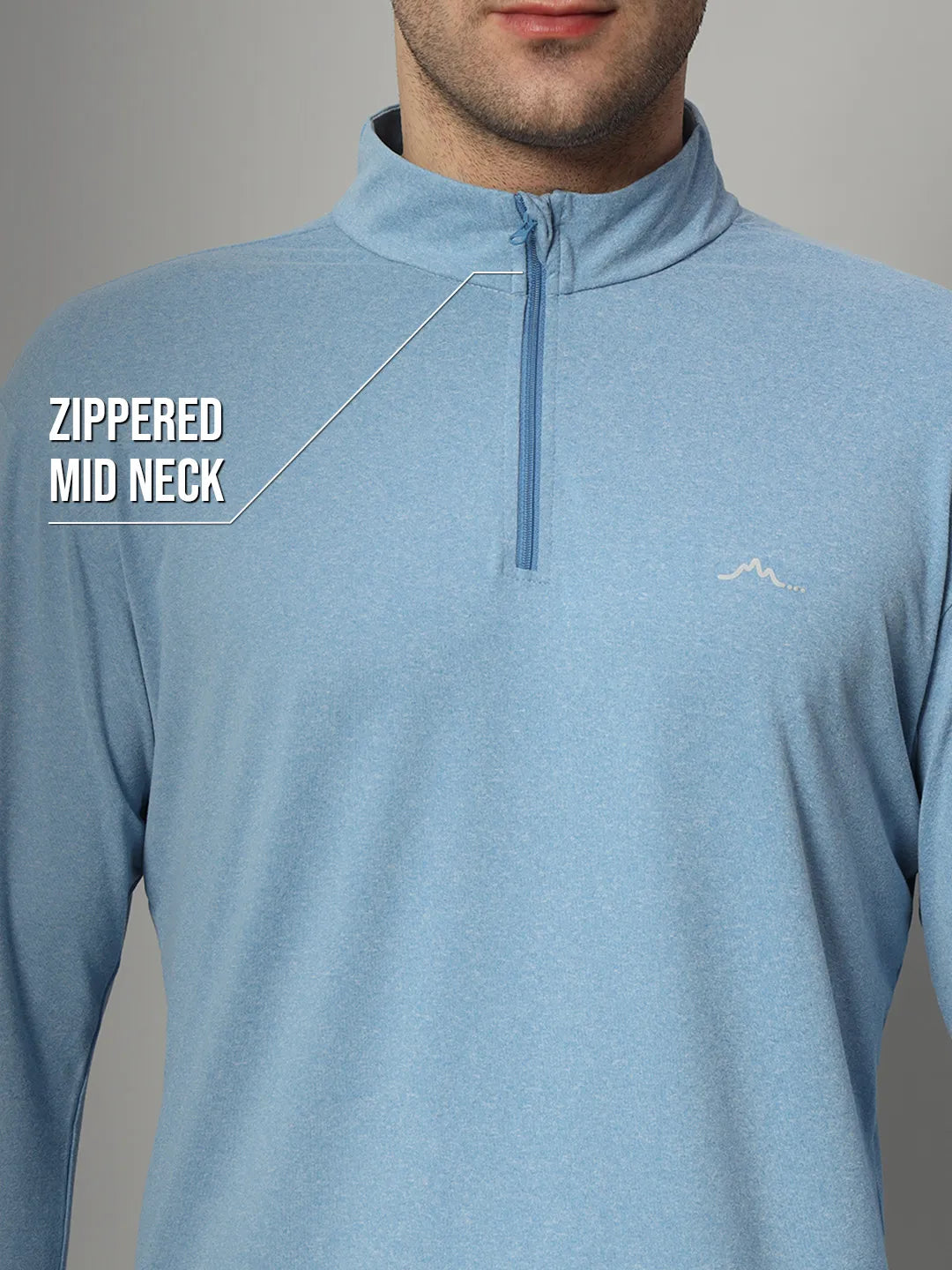 Reccy Mens Qzip Flex Tee - Lichen Blue