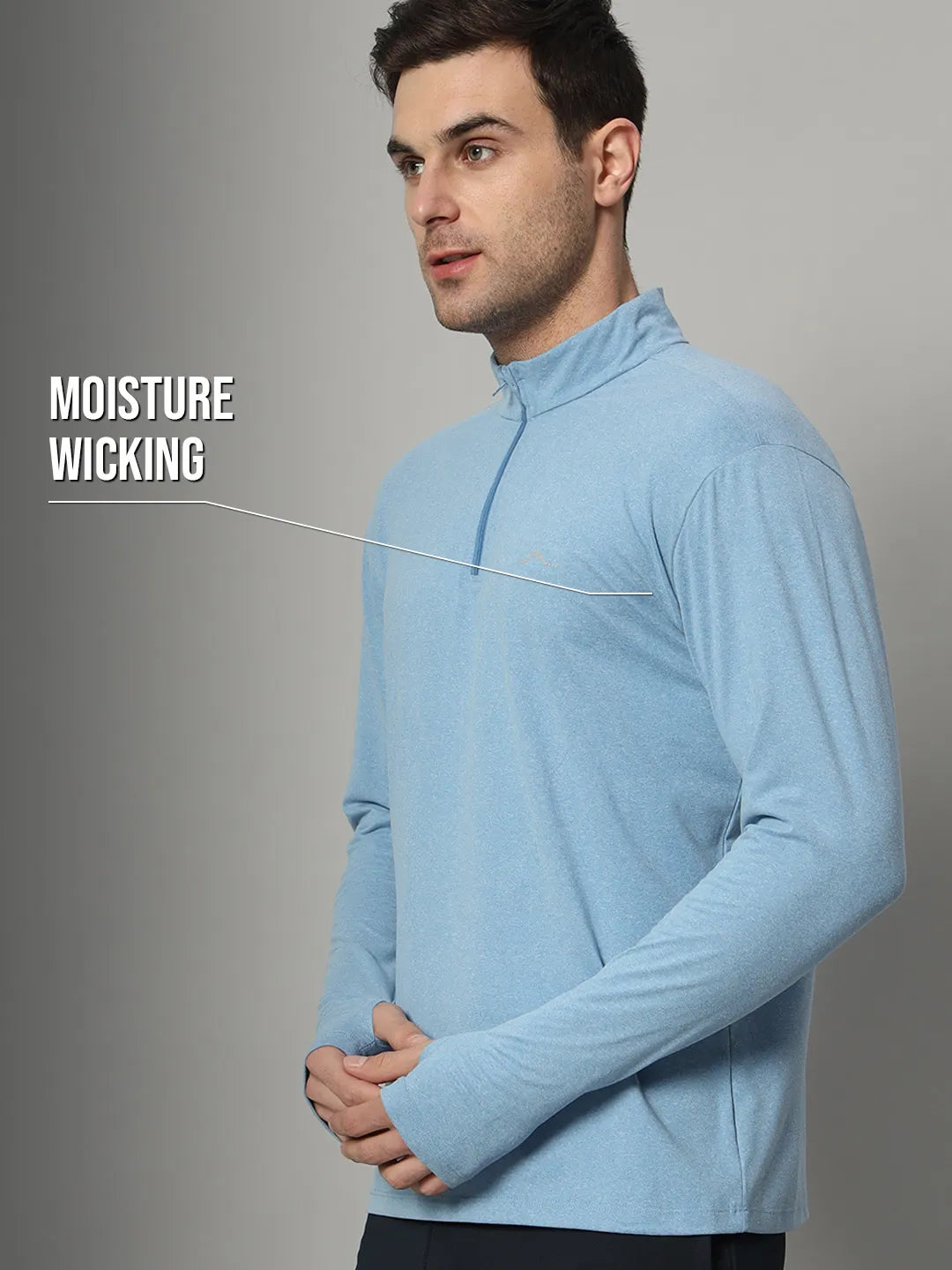 Reccy Mens Qzip Flex Tee - Lichen Blue