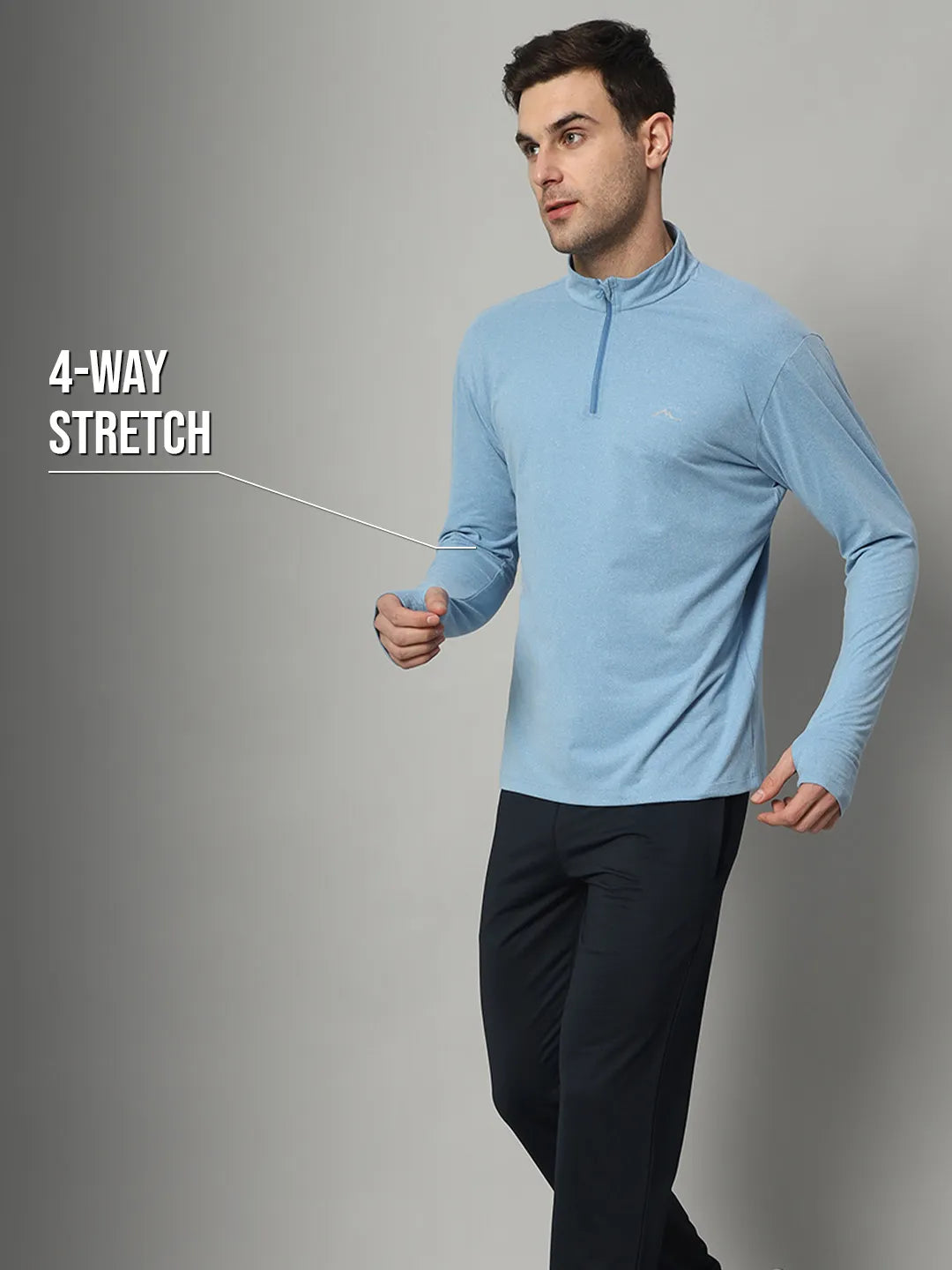 Reccy Mens Qzip Flex Tee - Lichen Blue