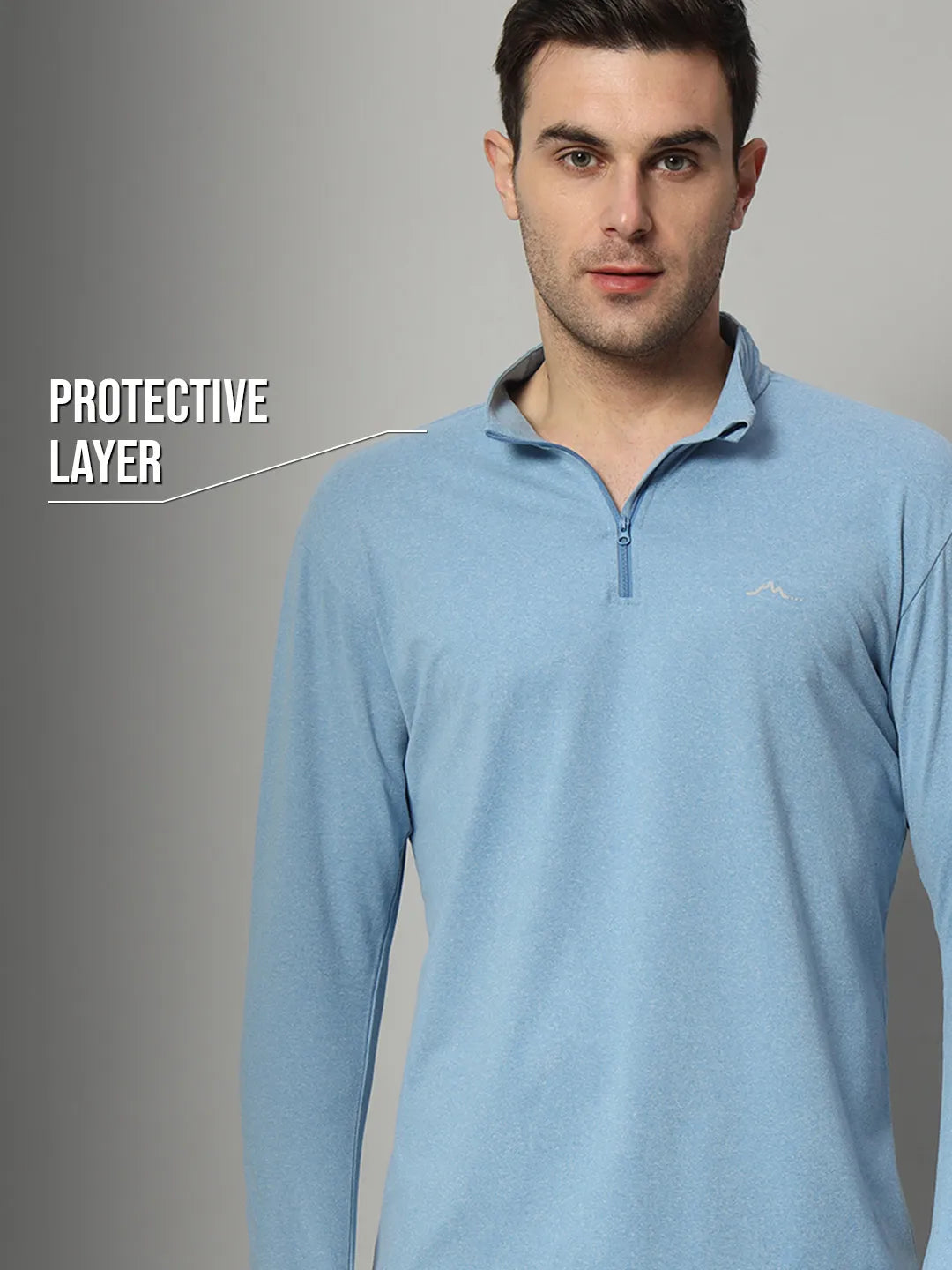 Reccy Mens Qzip Flex Tee - Lichen Blue