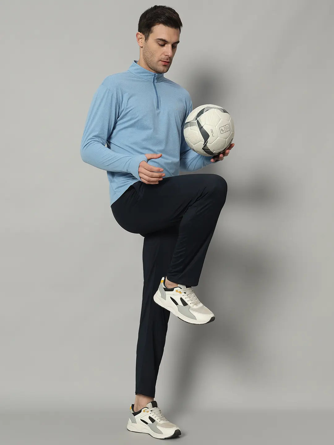 Reccy Mens Qzip Flex Tee - Lichen Blue