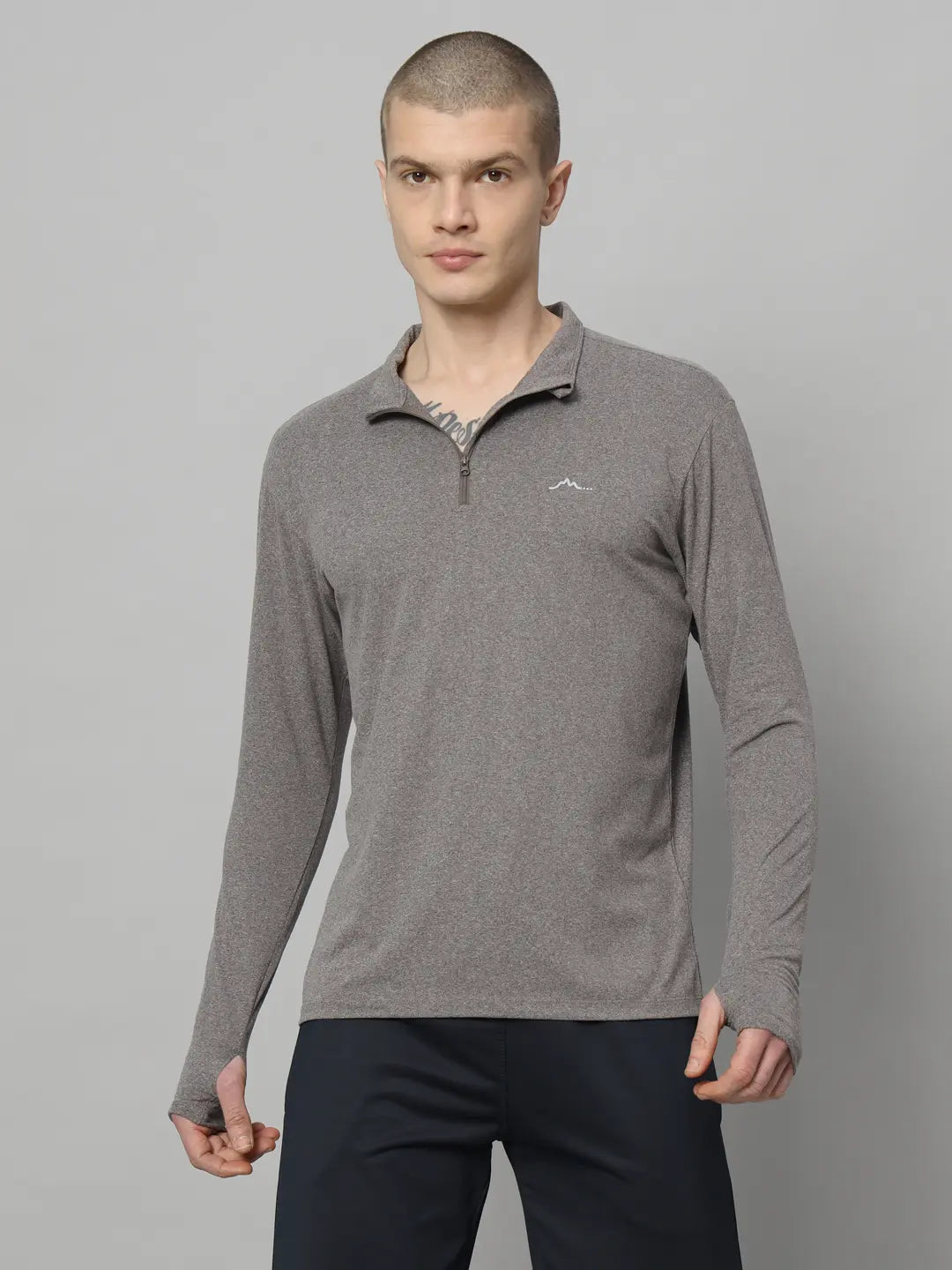 Reccy Mens Qzip Flex Tee - Pebble Gray