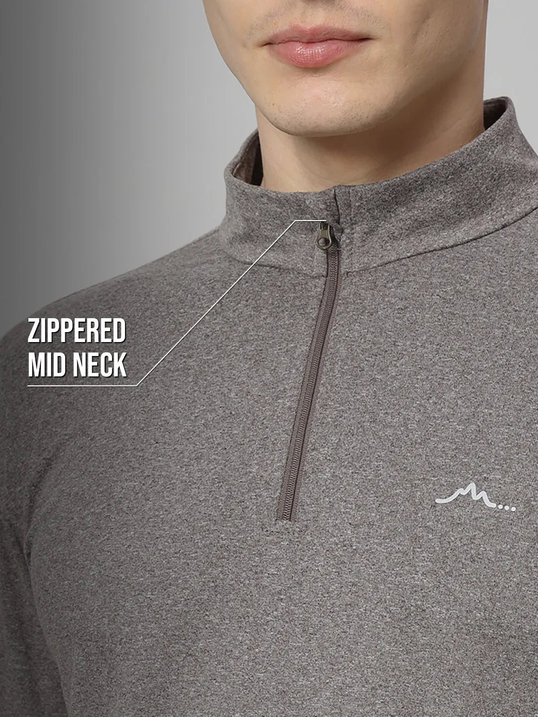 Reccy Mens Qzip Flex Tee - Pebble Gray