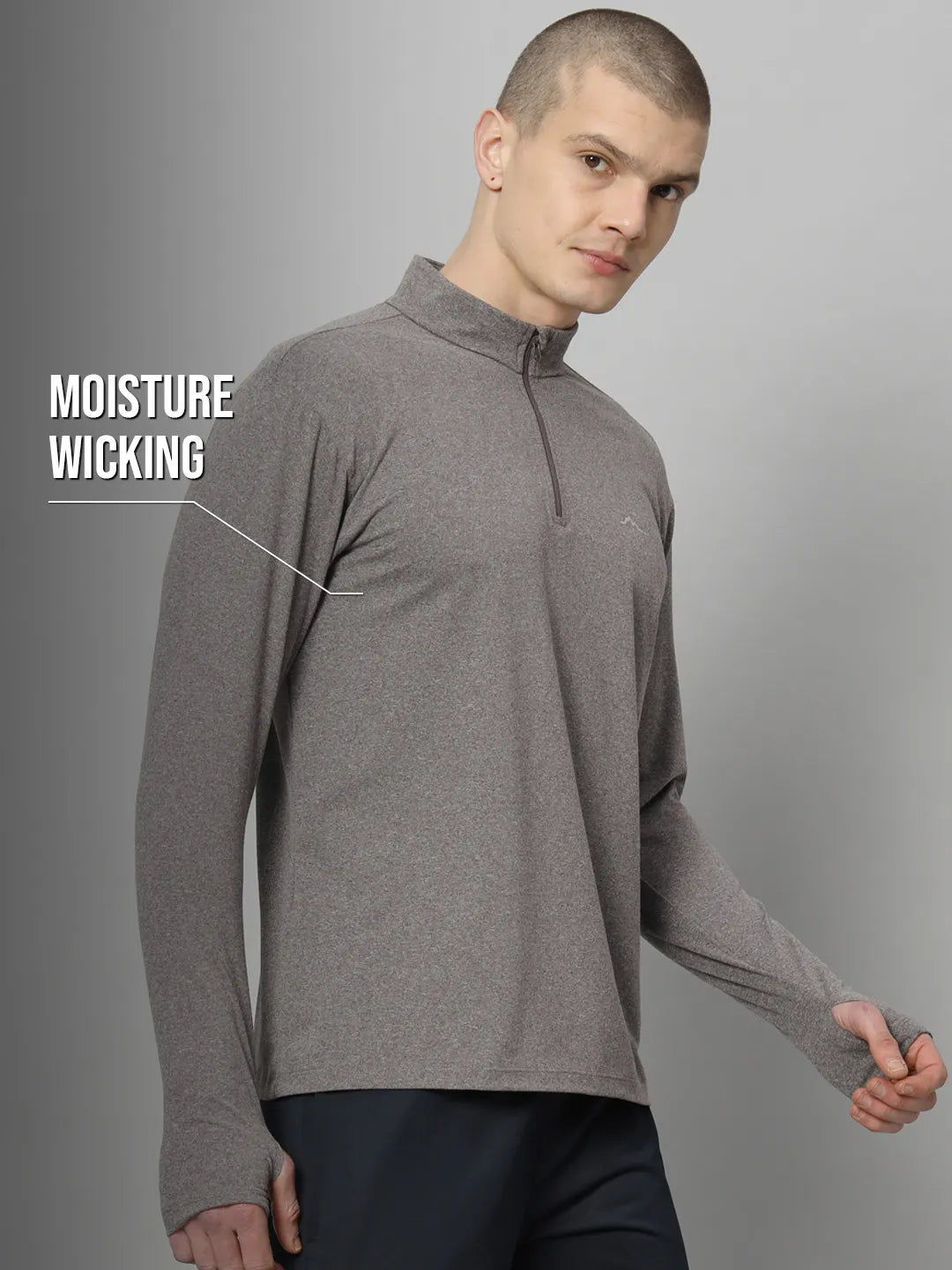 Reccy Mens Qzip Flex Tee - Pebble Gray