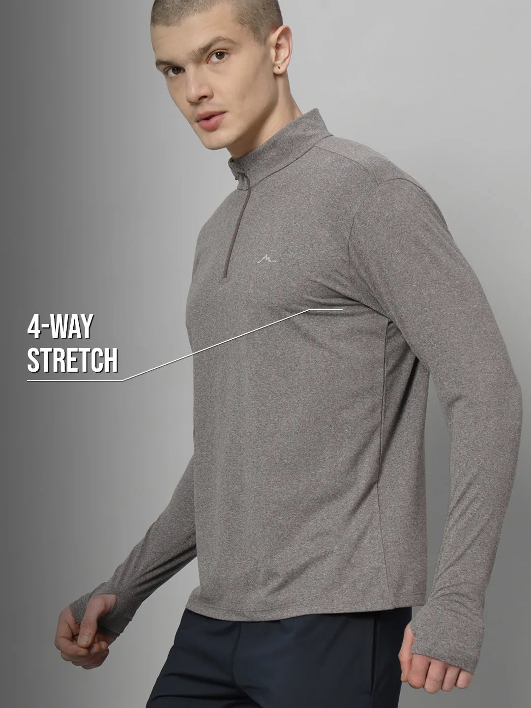 Reccy Mens Qzip Flex Tee - Pebble Gray