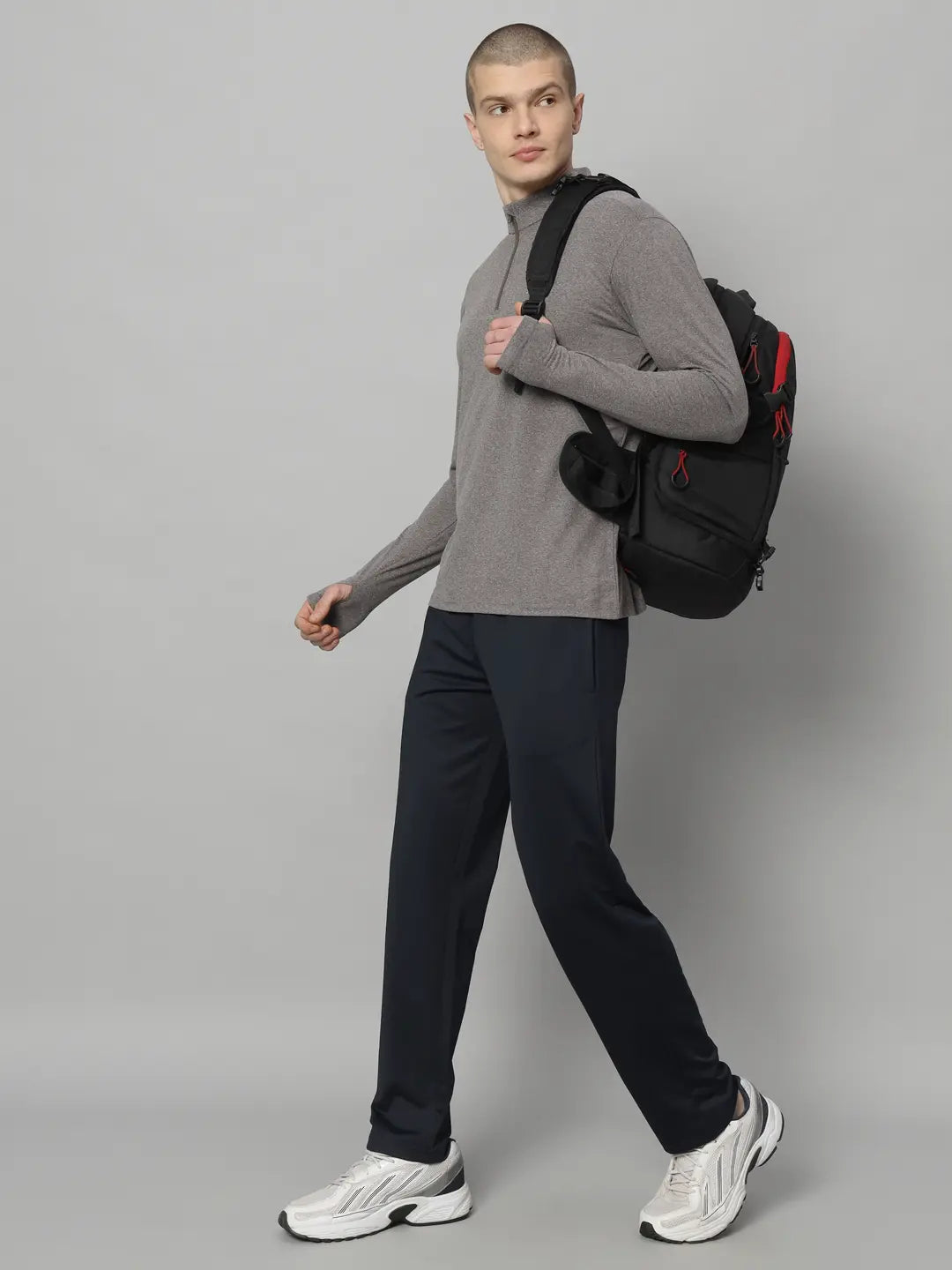 Reccy Mens Qzip Flex Tee - Pebble Gray