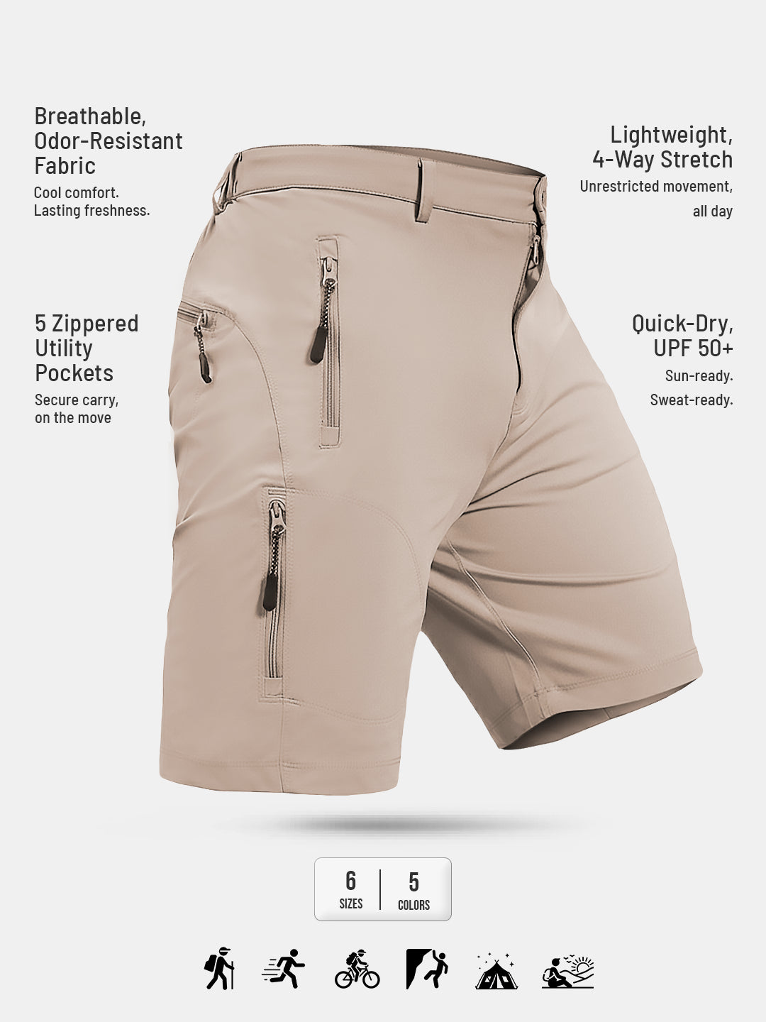 Reccy Men's TechFlex Shorts in Atmosphere, studio product shot, isolated