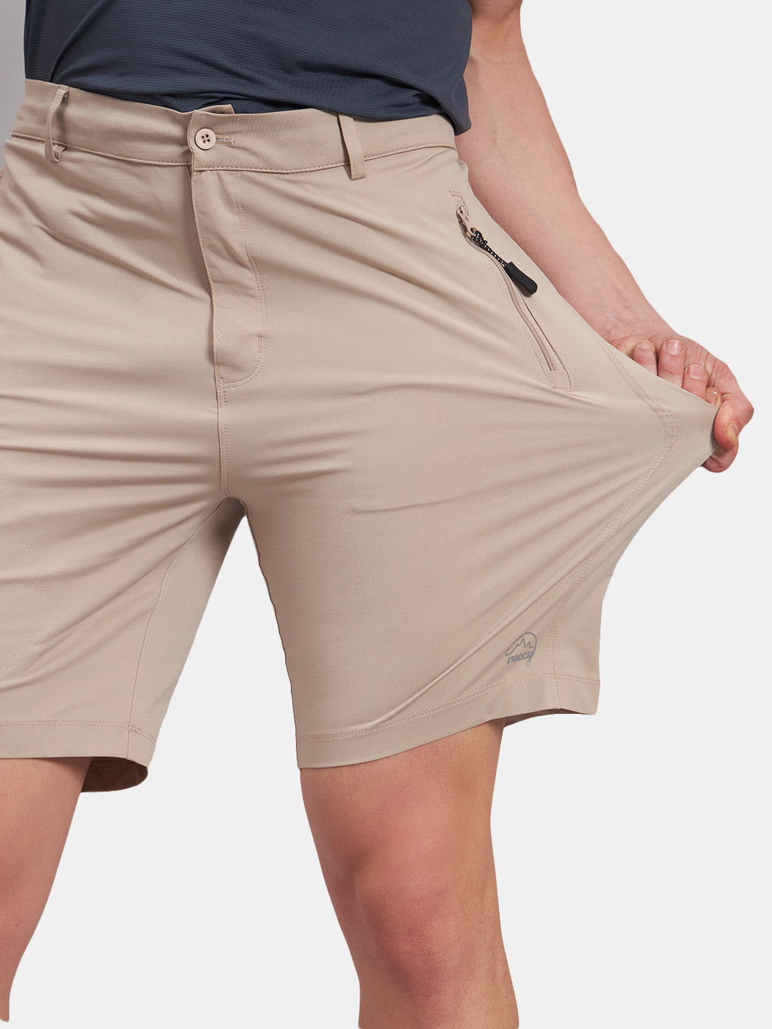 Reccy Men's TechFlex Shorts in Atmosphere, stretch fabric detail