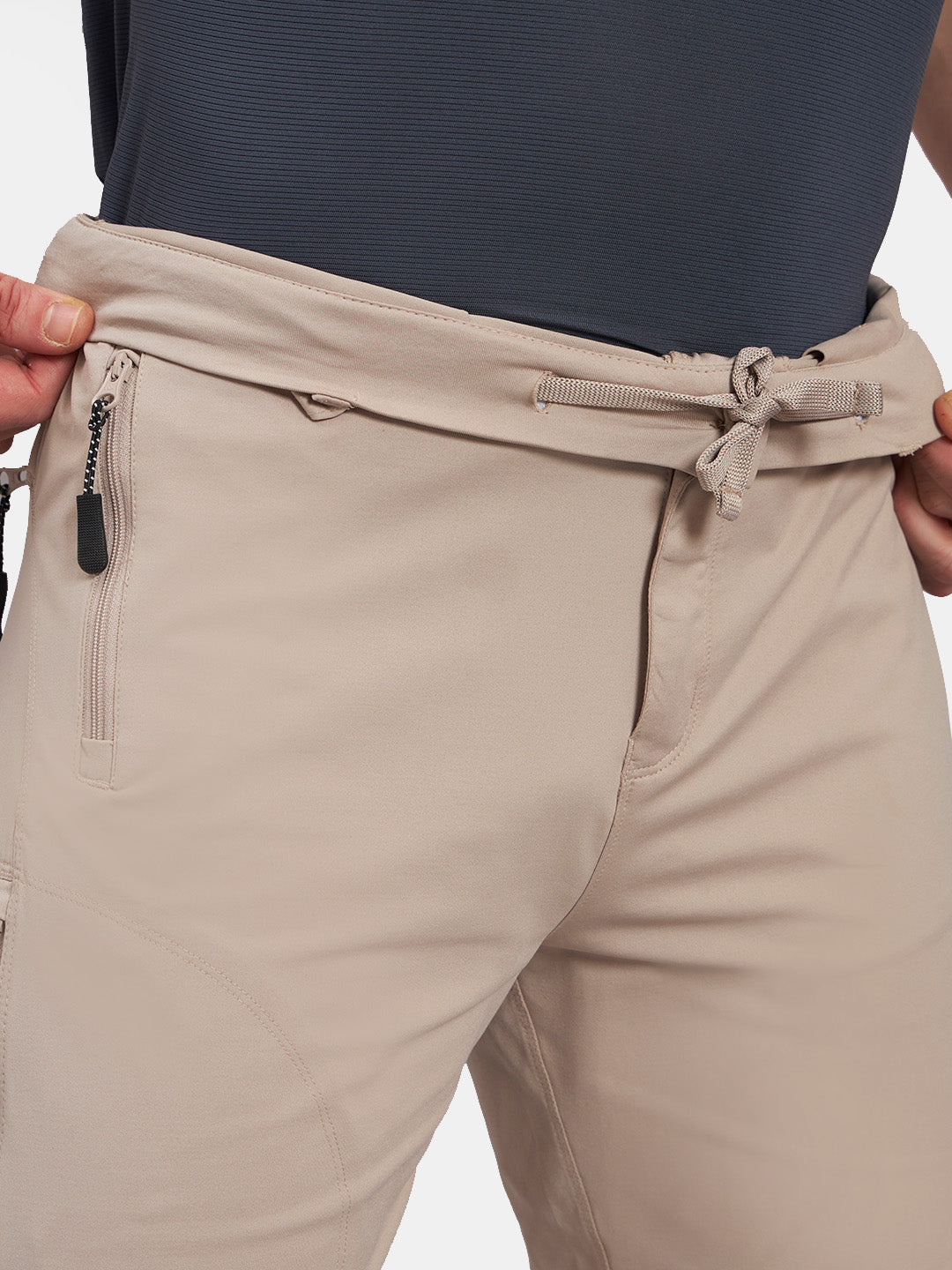 Reccy Men's TechFlex Shorts in Atmosphere, waistband and drawstring detail