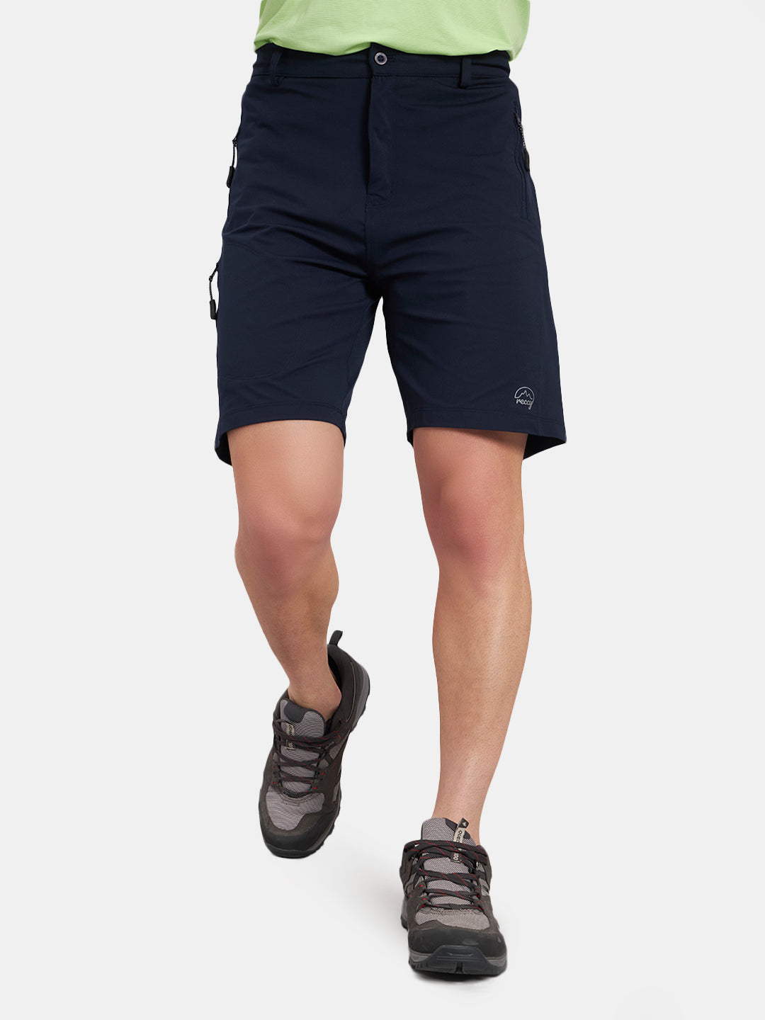 Reccy Men's TechFlex Shorts in Dark Navy, worn, front view