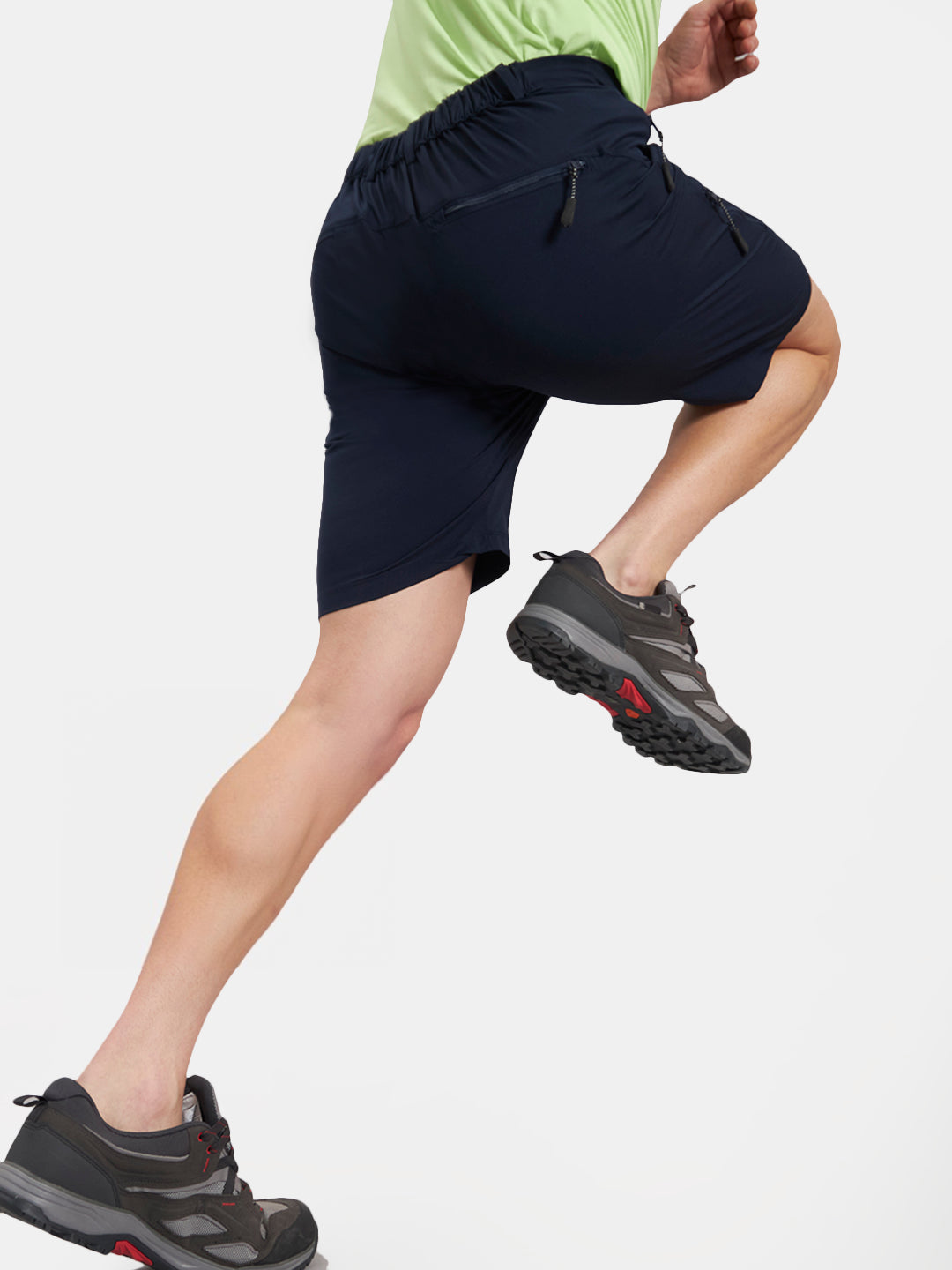 Reccy Men's TechFlex Shorts in Dark Navy, worn, in motion