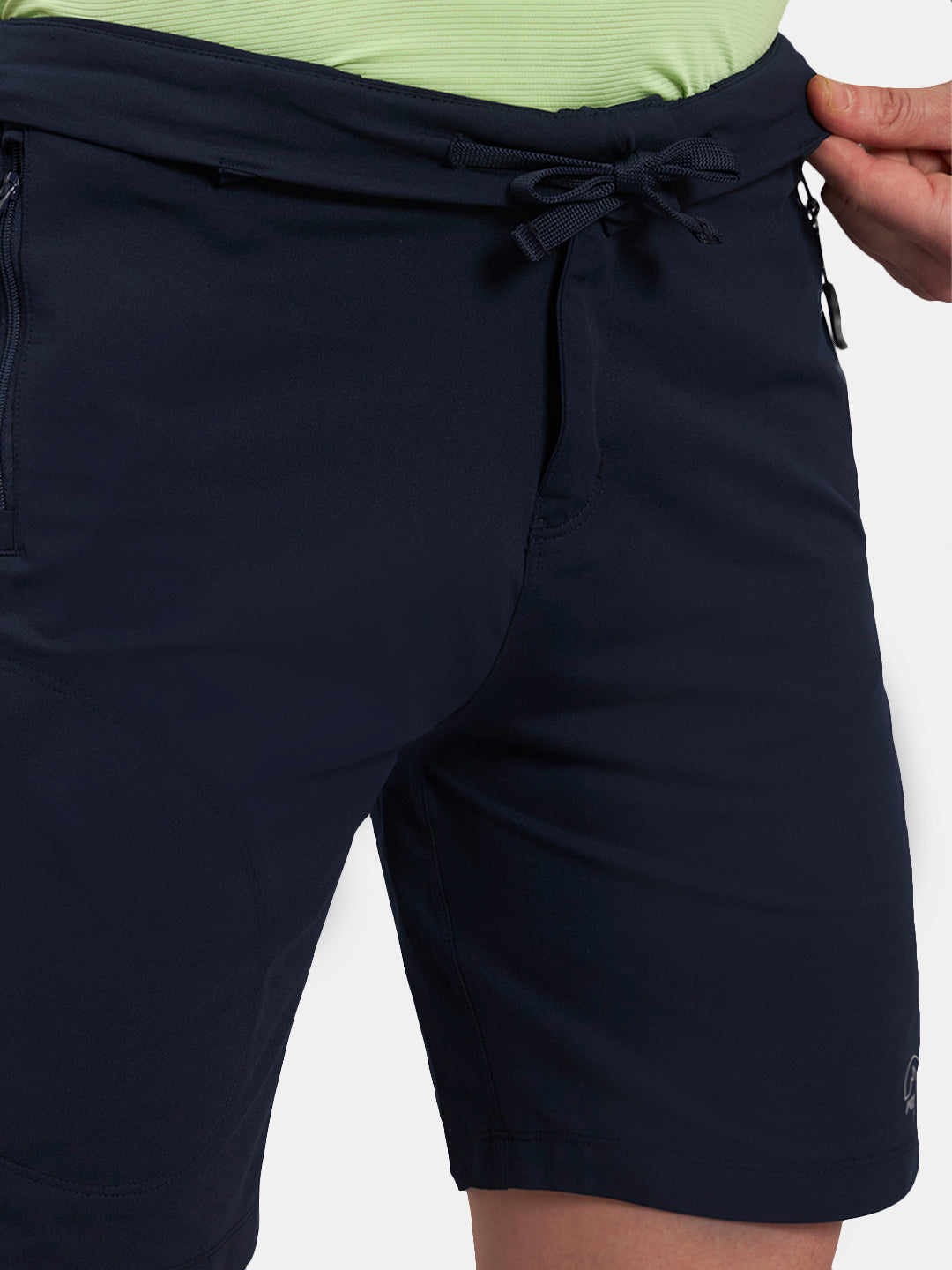 Reccy Men's TechFlex Shorts in Dark Navy, waistband and drawstring detail