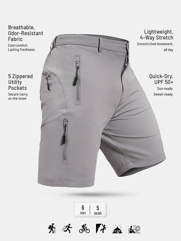 Reccy Men's TechFlex Shorts in Light Gray, studio product shot, isolated