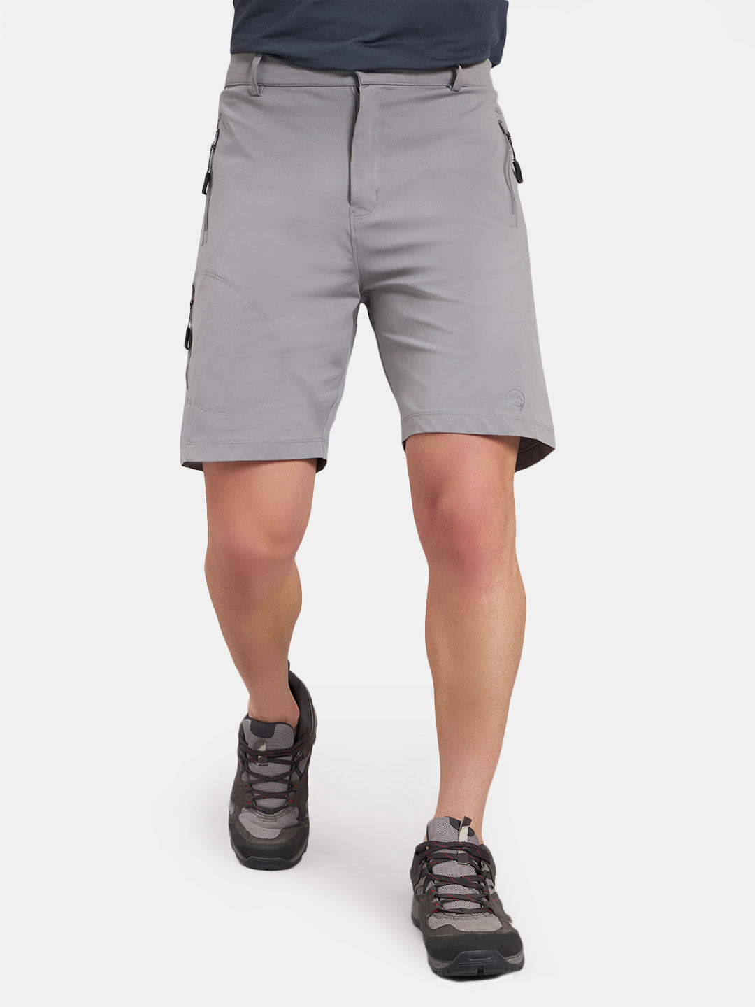 Reccy Men's TechFlex Shorts in Light Gray, worn, front view