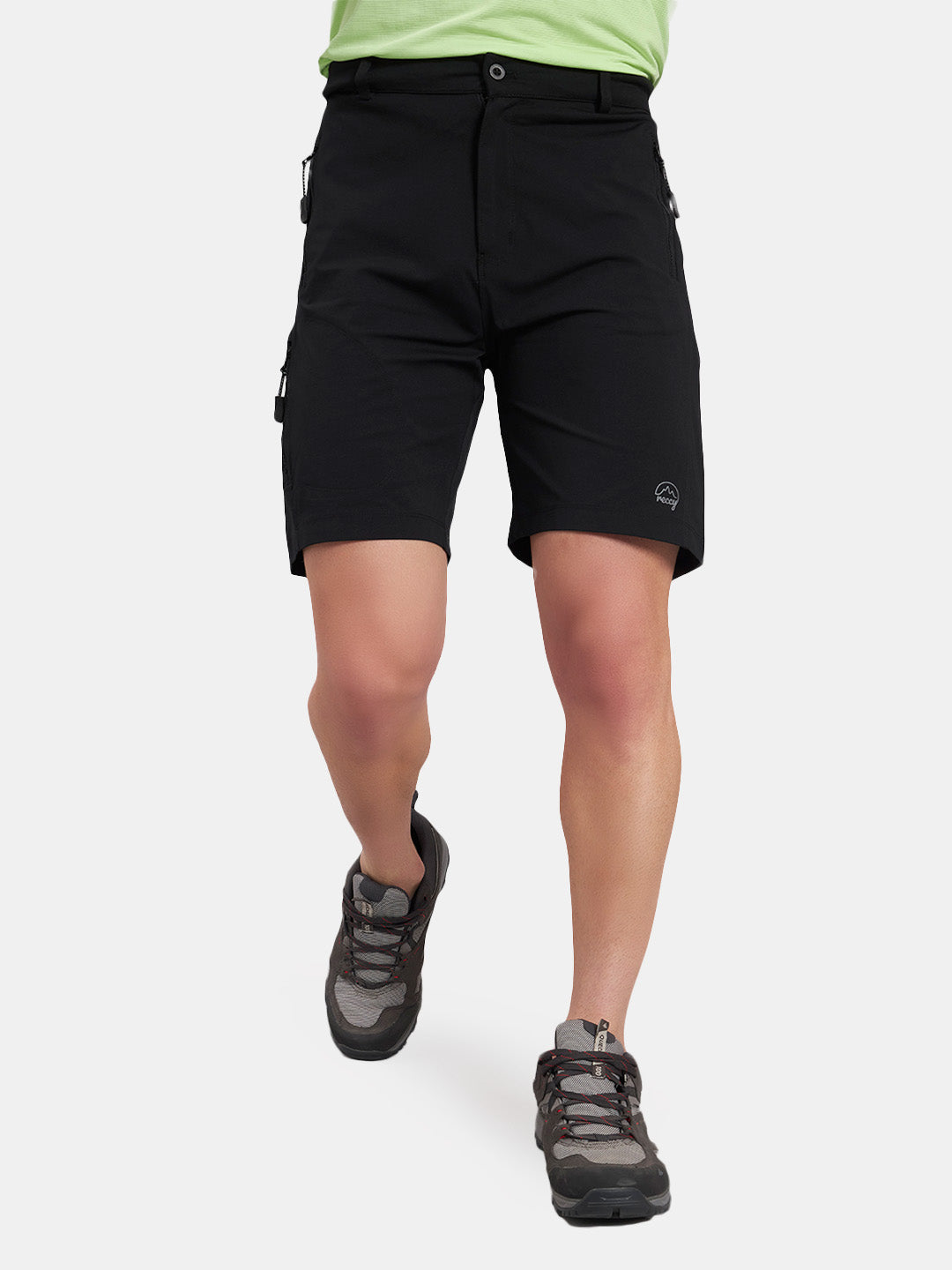 Reccy Men's TechFlex Shorts in Midnight Black, worn, front view