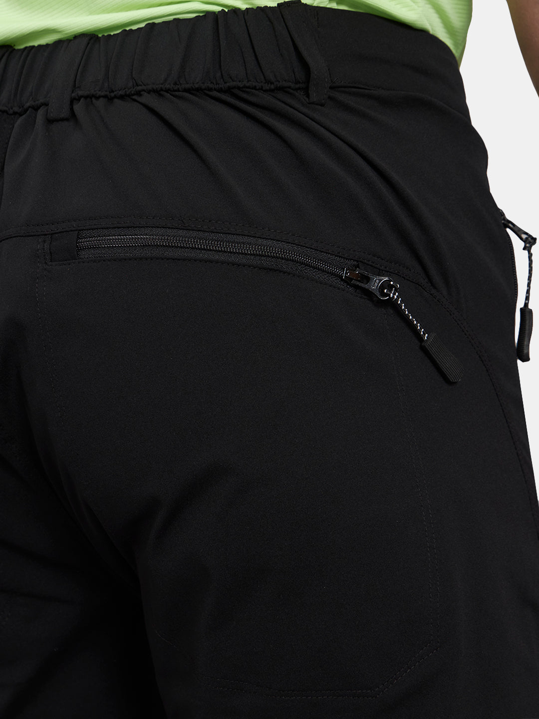 Reccy Men's TechFlex Shorts in Midnight Black, back pocket detail