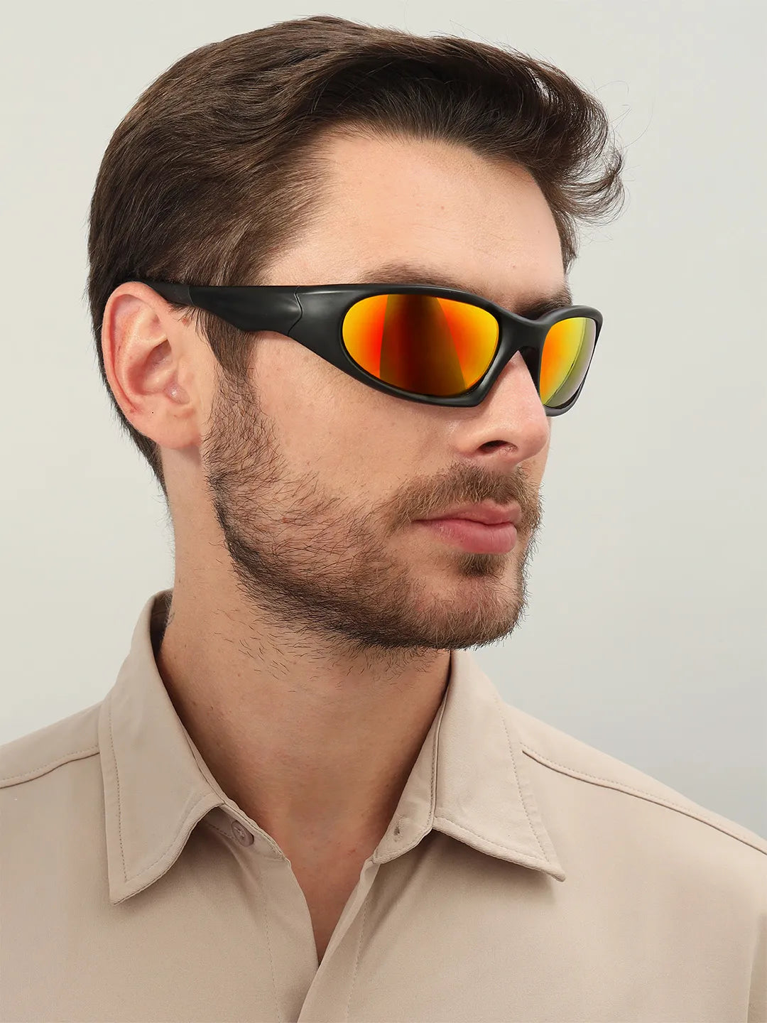 Reccy SummitShield Sunglasses Red Revo, lifestyle on-face view