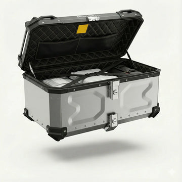 Asiatic Aluminium Top Box 65L with Backrest - Silver