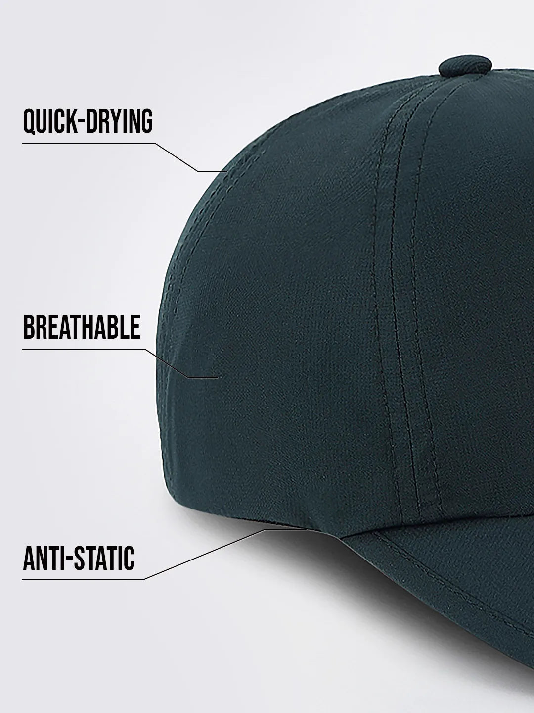 Reccy TrailTuck Cap Frontier Green, quick-dry breathable anti-static feature detail