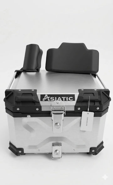 Asiatic Aluminium Top Box 45L with Backrest - Silver