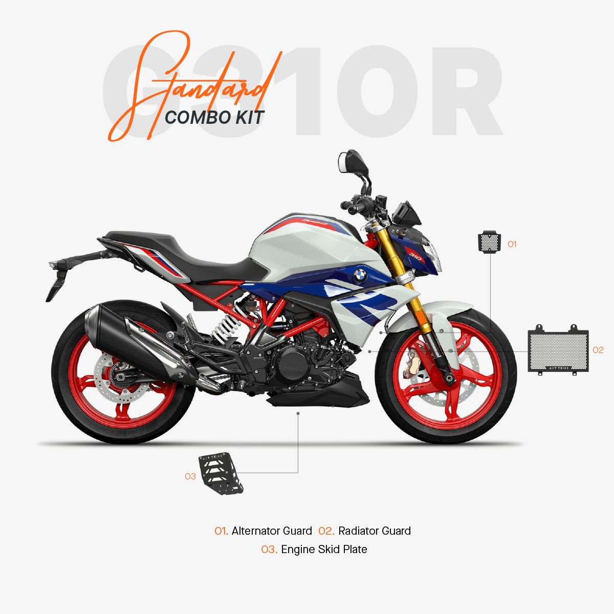 The Standard Combo Kit of 3 Accessories for BMW G310R